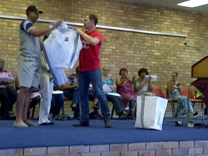 Meeting with parents and handing over Legacy tracksuits