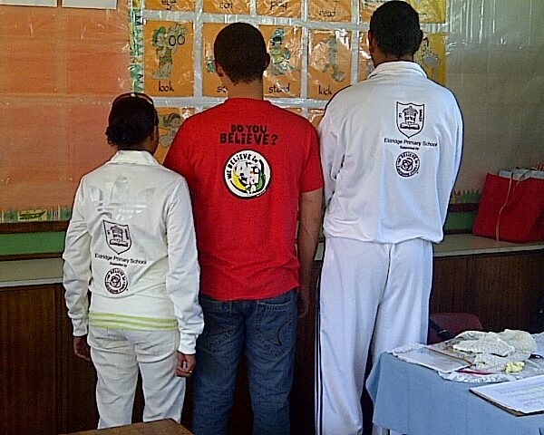 Meeting with parents and handing over Legacy tracksuits